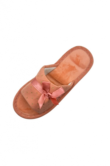 Papuci de casa pentru femei, Tecos®, roz cu stelute aurii, confortabili, talpa respirabila, marime 36-37, 23 centimetri [3]