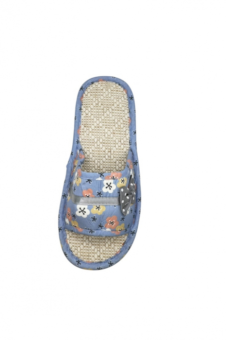 Papuci de casă pentru femei, Tecos®, albastru cu model floral, confortabili, talpă respirabilă, marime 40-41, 25 centimetri [4]
