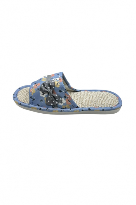 Papuci de casă pentru femei, Tecos®, albastru cu model floral, confortabili, talpă respirabilă, marime 40-41, 25 centimetri [2]
