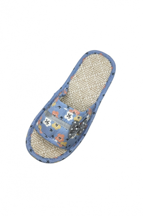 Papuci de casă pentru femei, Tecos®, albastru cu model floral, confortabili, talpă respirabilă, marime 40-41, 25 centimetri [3]