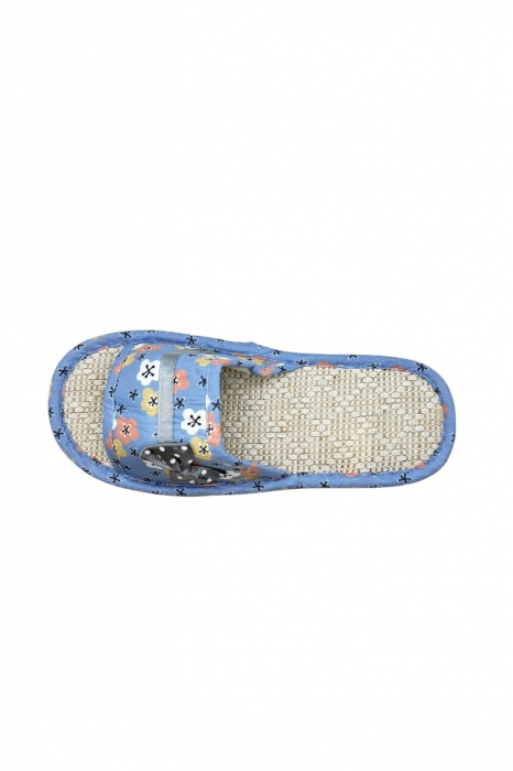 Papuci de casă pentru femei, Tecos®, albastru cu model floral, confortabili, talpă respirabilă, marime 40-41, 25 centimetri [5]