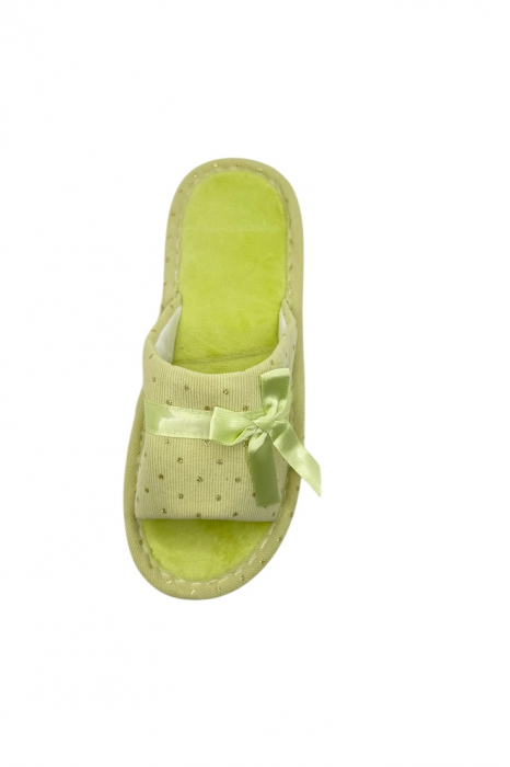Papuci de casa pentru femei, Tecos®, verde cu stelute aurii, confortabili, talpa respirabila, marime 36-37, 23 centimetri [3]