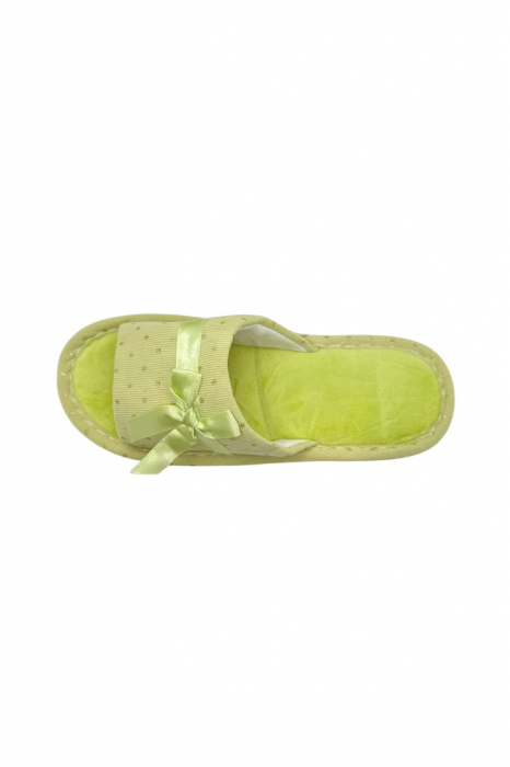 Papuci de casa pentru femei, Tecos®, verde cu stelute aurii, confortabili, talpa respirabila, marime 36-37, 23 centimetri [4]