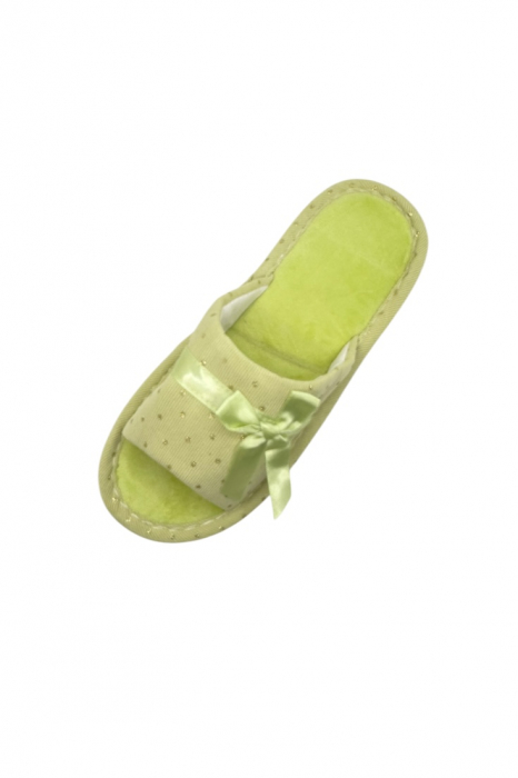 Papuci de casa pentru femei, Tecos®, verde cu stelute aurii, confortabili, talpa respirabila, marime 36-37, 23 centimetri [5]