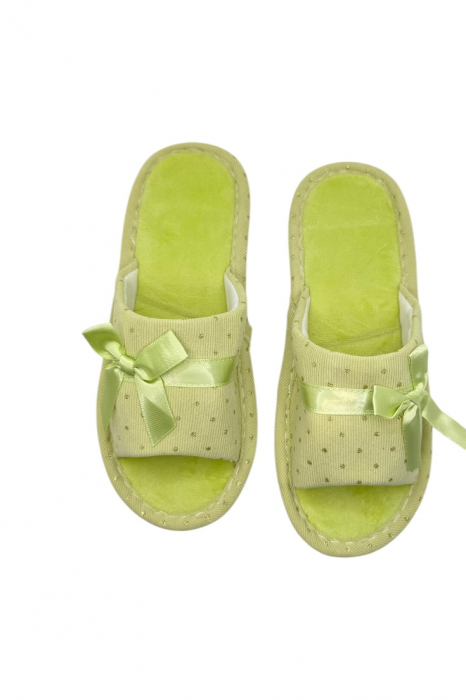 Papuci de casa pentru femei, Tecos®, verde cu stelute aurii, confortabili, talpa respirabila, marime 36-37, 23 centimetri [6]