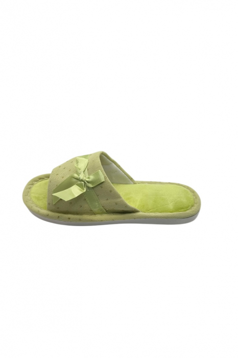 Papuci de casa pentru femei, Tecos®, verde cu stelute aurii, confortabili, talpa respirabila, marime 36-37, 23 centimetri [2]