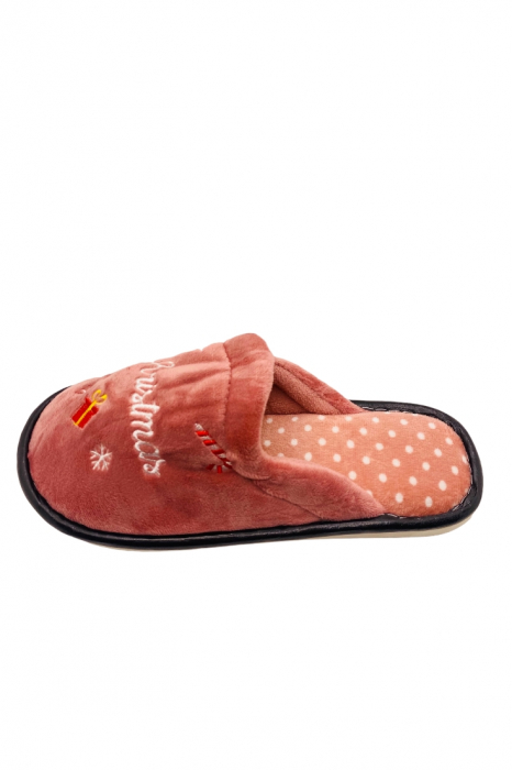 Papuci de Craciun pentru dama, roz, mărime 40-41, imprimeu Christmas, 25 centimetri [2]