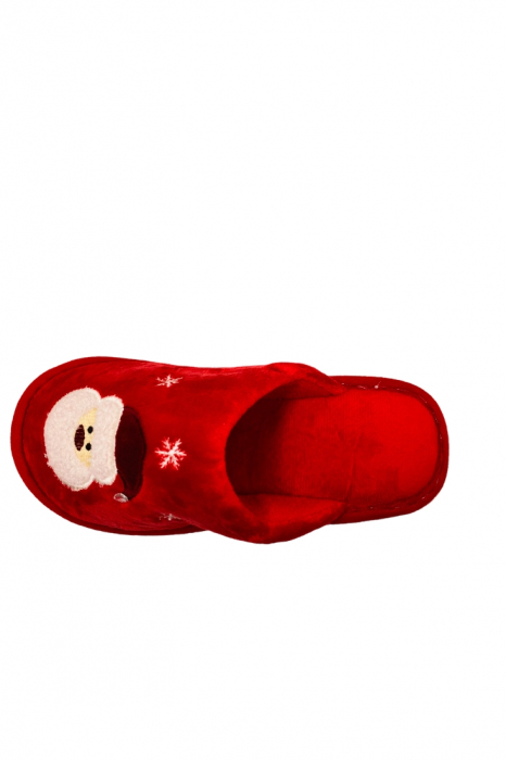 Papuci de Craciun pentru dama, roșu, mărime 38-39, imprimeu Moș Crăciun, 24 centimetri [3]