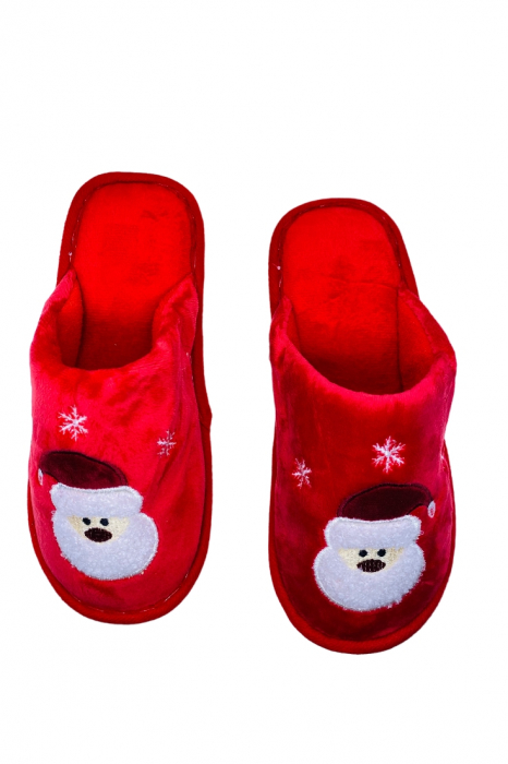 Papuci de Craciun pentru dama, roșu, mărime 38-39, imprimeu Moș Crăciun, 24 centimetri [1]