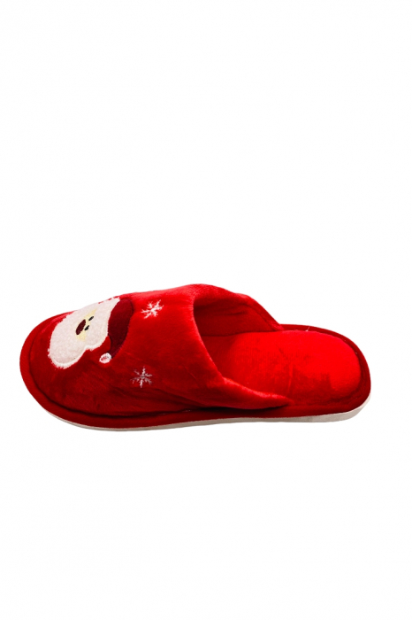 Papuci de Craciun pentru dama, roșu, mărime 38-39, imprimeu Moș Crăciun, 24 centimetri [2]