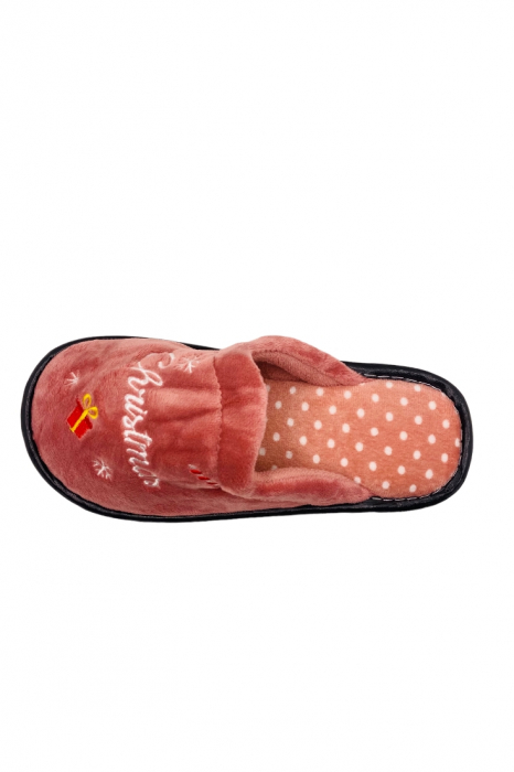 Papuci de Craciun pentru dama, roz, mărime 40-41, imprimeu Christmas, 25 centimetri [3]