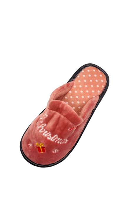 Papuci de Craciun pentru dama, roz, mărime 40-41, imprimeu Christmas, 25 centimetri [4]