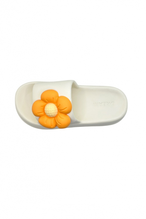 Papuci de dama, Tecos®, marime 35-36, alb cu imprimeu 3D floare, foarte usori, talpa anti-alunecare, 23 centimetri [5]