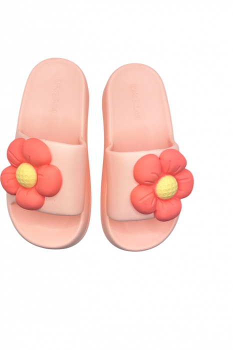 Papuci de dama, Tecos®, marime 35-36, roz cu imprimeu 3D floare, foarte usori, talpa anti-alunecare, 23 centimetri [6]