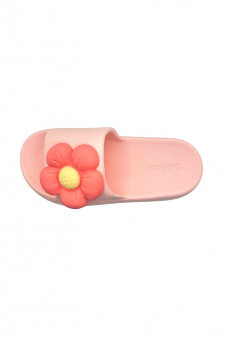 Papuci de dama, Tecos®, marime 35-36, roz cu imprimeu 3D floare, foarte usori, talpa anti-alunecare, 23 centimetri [3]