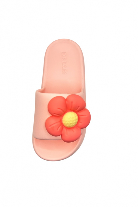 Papuci de dama, Tecos®, marime 35-36, roz cu imprimeu 3D floare, foarte usori, talpa anti-alunecare, 23 centimetri [5]