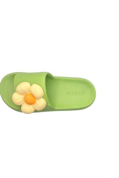 Papuci de dama, Tecos®, marime 35-36, verde cu imprimeu 3D floare, foarte usori, talpa anti-alunecare, 23 centimetri [4]