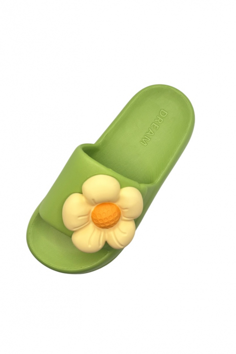 Papuci de dama, Tecos®, marime 35-36, verde cu imprimeu 3D floare, foarte usori, talpa anti-alunecare, 23 centimetri [6]