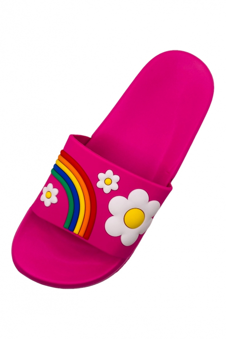 Papuci de piscina pentru dama cu imprimeu curcubeu, roz, marime 36, 22.5 centimetri [4]