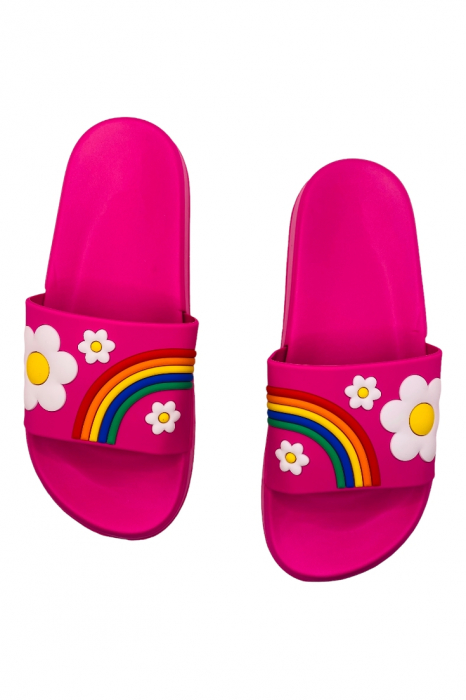 Papuci de piscina pentru dama cu imprimeu curcubeu, roz, marime 36, 22.5 centimetri [6]