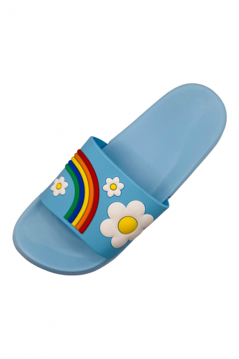 Papuci de piscina pentru dama cu imprimeu curcubeu, albastru, marime 36, 22.5 centimetri [4]