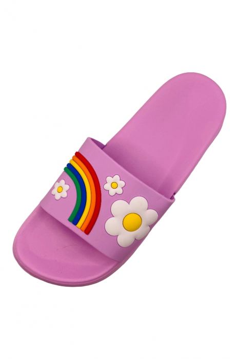 Papuci de piscina pentru dama cu imprimeu curcubeu, mov, marime 36, 22.5 centimetri [4]
