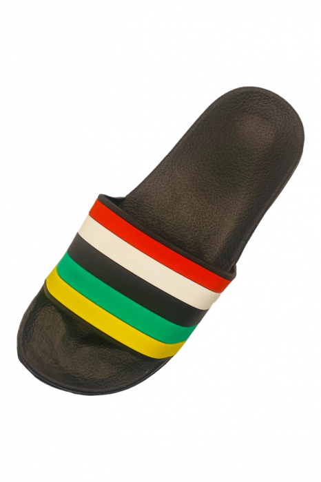 Papuci de piscina pentru dama cu imprimeu curcubeu, negru, marime 41, 26 centimetri [4]