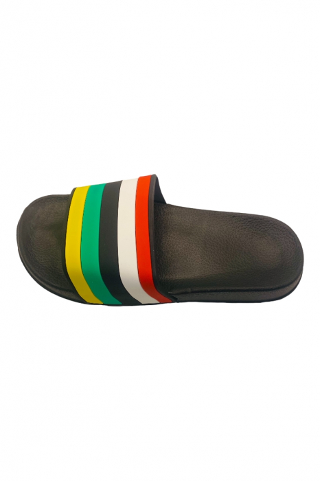 Papuci de piscina pentru dama cu imprimeu curcubeu, negru, marime 41, 26 centimetri [2]