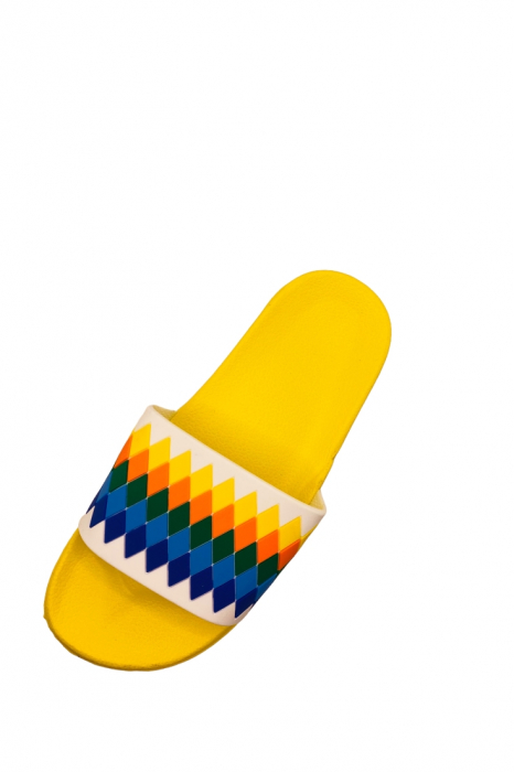 Papuci de piscina sau plaja pentru dama cu imprimeu multicolor, galben, marime 36, 24 centimetri [6]