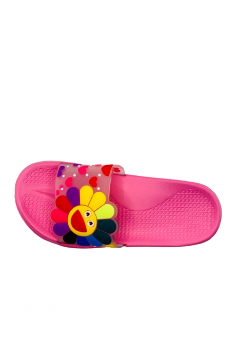 Papuci de piscina sau plaja pentru dama, TECOS, roz cu imprimeu floarea soarelui, marime 36, 23 centimetri [3]
