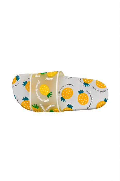 Papuci de plaja, albi/galbeni, imprimeu cu ananas, marime 40, 26 centimetri [3]