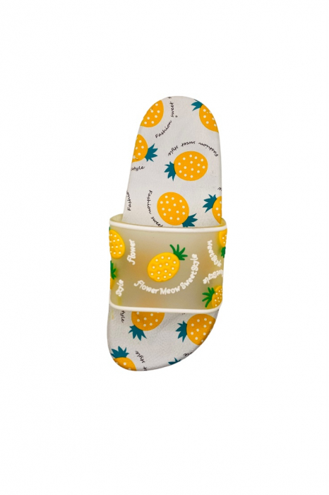 Papuci de plaja, albi/galbeni, imprimeu cu ananas, marime 40, 26 centimetri [5]