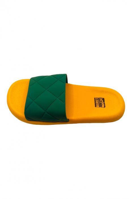 Papuci de plaja, galben, bareta cu carouri, mărime 36-37, 23.5 centimetri [2]