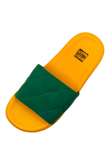 Papuci de plaja, galben, bareta cu carouri, mărime 36-37, 23.5 centimetri [3]