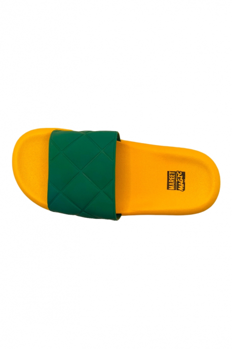 Papuci de plaja, galben, bareta cu carouri, mărime 36-37, 23.5 centimetri [6]