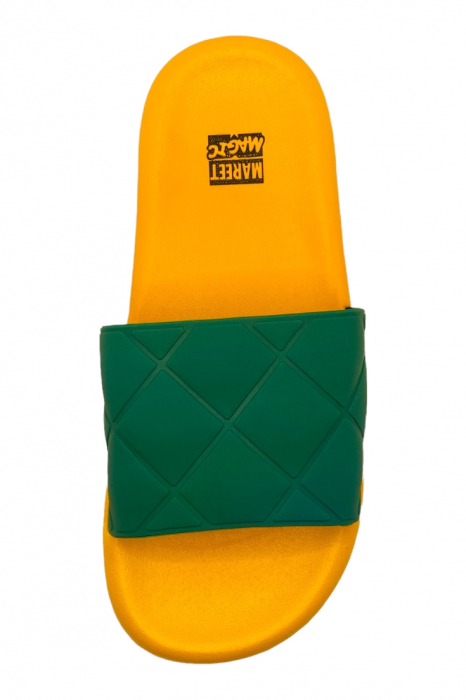 Papuci de plaja, galben, bareta cu carouri, mărime 36-37, 23.5 centimetri [4]