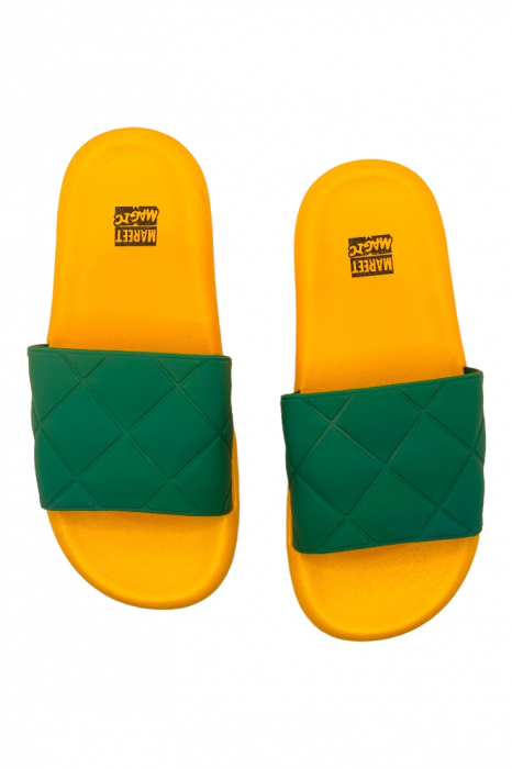 Papuci de plaja, galben, bareta cu carouri, mărime 36-37, 23.5 centimetri [5]