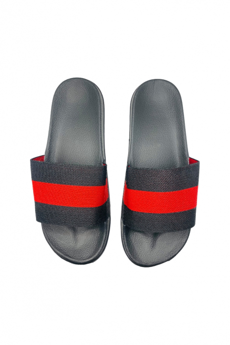 Papuci de plaja sau piscina pentru bărbați, negri, marimea 40, 26.5 centimetri, bareta tip textil [5]