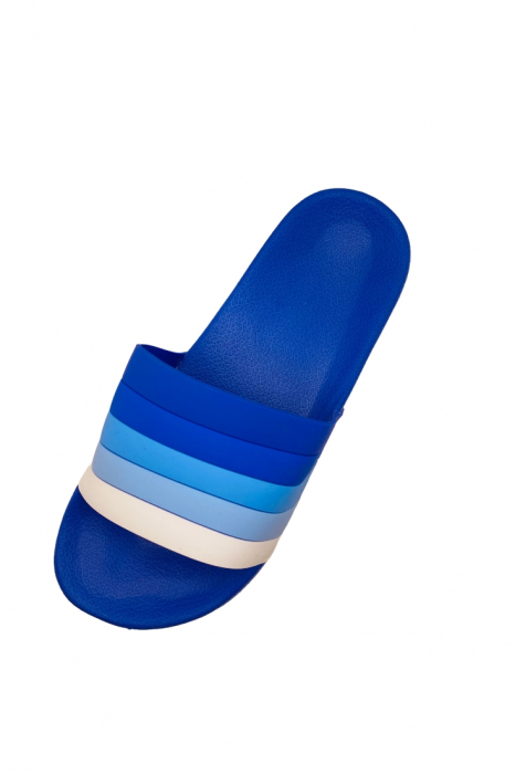 Papuci de plaja sau piscina pentru barbati, albastru deschis, marimea 40, 25 centimetri, bareta multicolora [5]