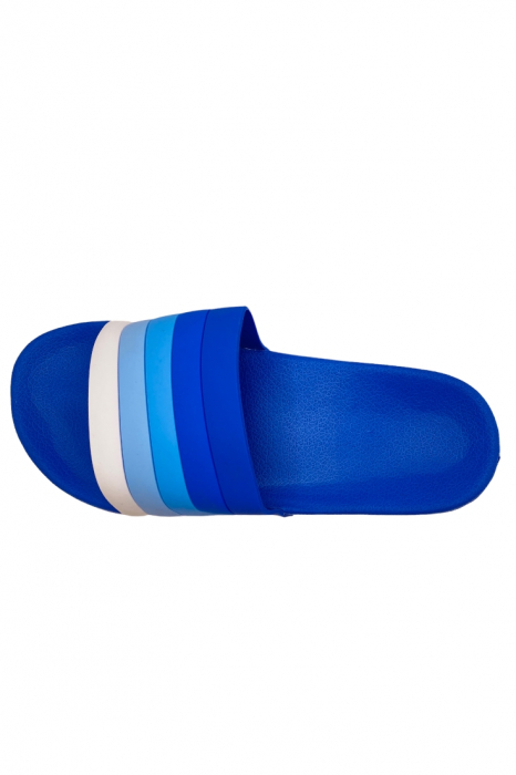 Papuci de plaja sau piscina pentru barbati, albastru deschis, marimea 40, 25 centimetri, bareta multicolora [3]