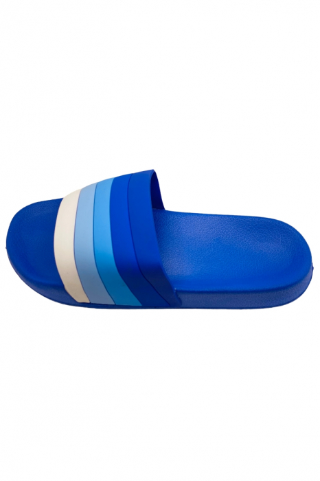 Papuci de plaja sau piscina pentru barbati, albastru deschis, marimea 40, 25 centimetri, bareta multicolora [2]