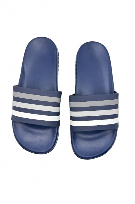 Papuci de plaja sau piscina pentru barbati, Tecos®, albastru cu dungi, marimea 45, 27.5 centimetri,usori, confortabili, cu design modern [4]