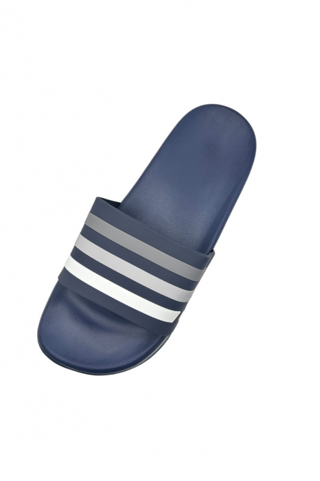 Papuci de plaja sau piscina pentru barbati, Tecos®, albastru cu dungi, marimea 45, 27.5 centimetri,usori, confortabili, cu design modern [5]
