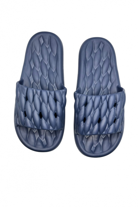 Papuci de plaja sau piscina pentru barbati, Tecos®, albastru, marimea 40-41, 26 centimetri, usori, confortabili, aspect impletit [5]