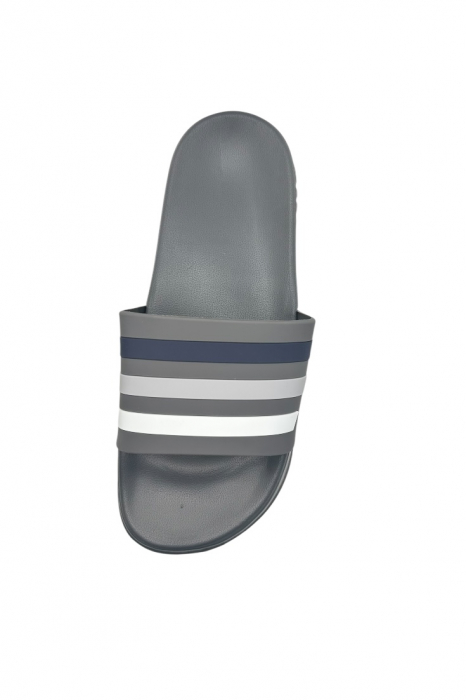 Papuci de plaja sau piscina pentru barbati, Tecos®, gri cu dungi, marimea 42, 26 centimetri,usori, confortabili, cu design modern [3]