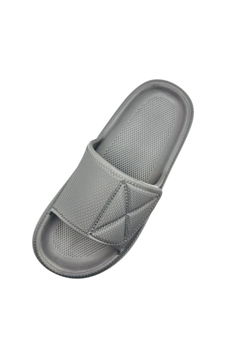 Papuci de plaja sau piscina pentru barbati, Tecos, gri, marime 40-41, 25 centimetri, talpa comoda si design elegant, bareta reglabila cu arici [3]