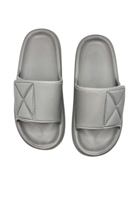 Papuci de plaja sau piscina pentru barbati, Tecos, gri, marime 40-41, 25 centimetri, talpa comoda si design elegant, bareta reglabila cu arici [4]