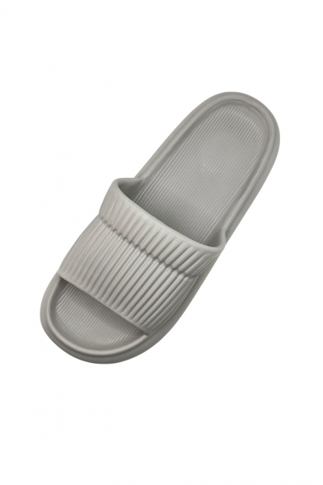 Papuci de plaja sau piscina pentru barbati, Tecos®, gri, marimea 40-41, 26 centimetri, foarte usori si confortabili, model cu striatii [2]