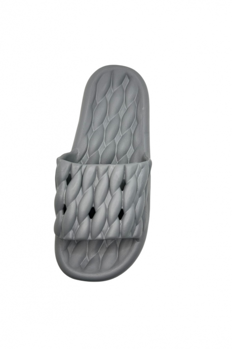 Papuci de plaja sau piscina pentru barbati, Tecos®, gri, marimea 40-41, 26 centimetri, usori, confortabili, aspect impletit [3]