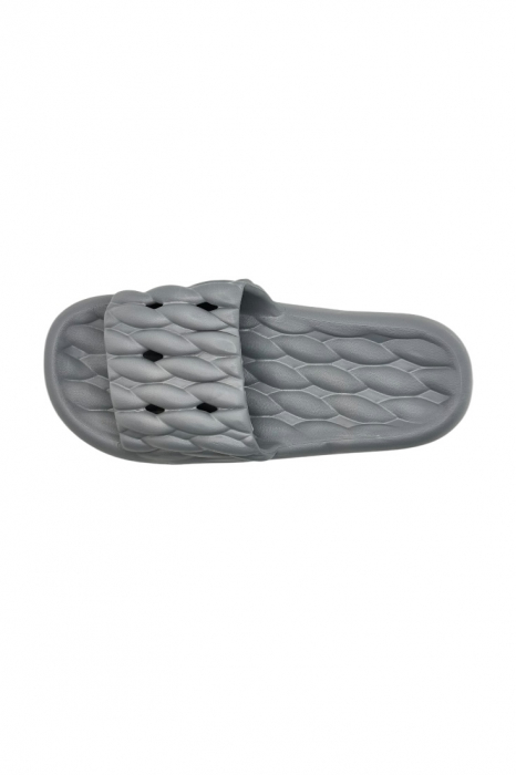 Papuci de plaja sau piscina pentru barbati, Tecos®, gri, marimea 40-41, 26 centimetri, usori, confortabili, aspect impletit [5]